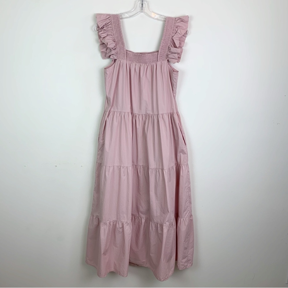 ENGLISH FACTORY Tiered Ruffle Midi Dress in Dusty Pink Size XS - Picture 12 of 16